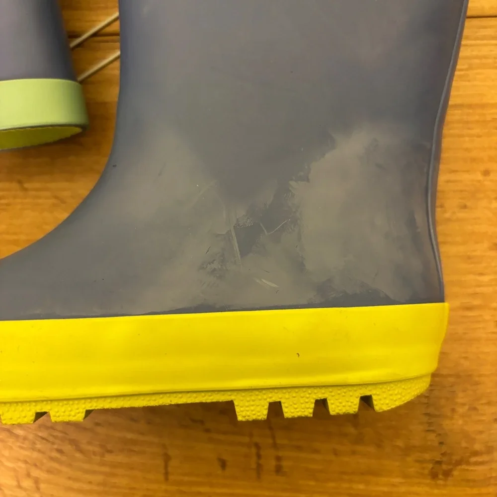 HARPER CANYON Audra Rain Boots Blue Green Kids‎ Size 11 Rubber Lug Sole Pull On